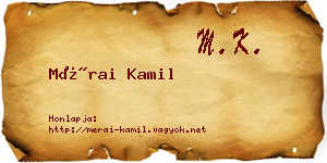 Mérai Kamil névjegykártya